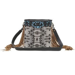 Myra Fringed Aztec Hand-Tooled Bag